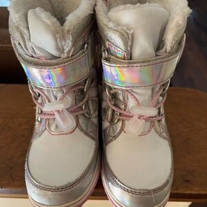 Iridescent and White Winter Boots